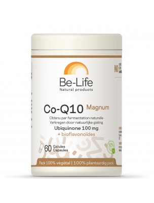 Image de Co-Q10 Magnum - Antioxydant Ubiquinone 100 mg 60 gélules - Be-Life via Cystenac 600 - Acide aminé soufré 60 gélules - Be-Life