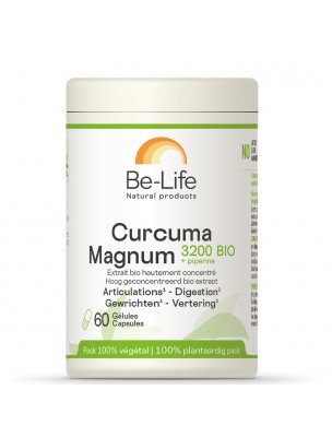 Image de Curcuma et Poivre noir Magnum 3200 Bio - Articulations et Digestion 60 gélules - Be-Life depuis Achetez les produits Be-Life à l'herboristerie Louis