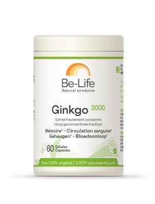 Image de Ginkgo 3000 - Mémoire et Circulation 60 gélules - Be-Life via NSP01 - Mémoire et Neuroprotection 60 gélules - Neuralia