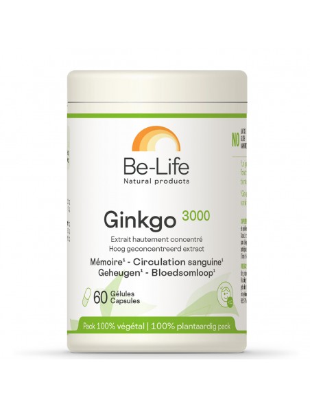Image principale de Ginkgo 3000 - Mémoire et Circulation 60 gélules - Be-Life