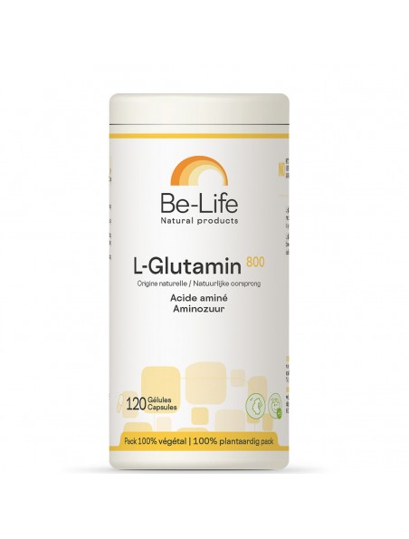L-Glutamin 800 - Intestins Acide aminé essentiel d'origine naturelle 120 gélules - Be-Life