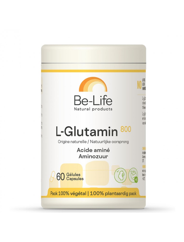 Image principale de la modale pour L-Glutamin 800 - Intestins Acide aminé d'origine naturelle 60 gélules - Be-Life