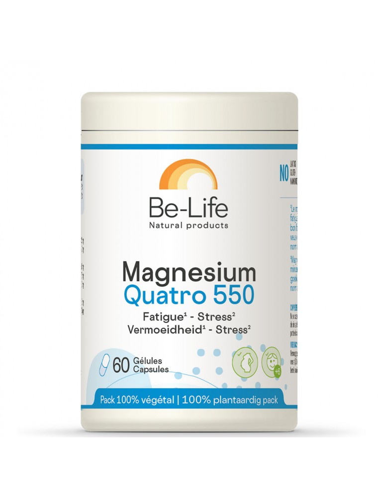 Image principale de la modale pour Magnésium Quatro 550 - Energie et Anti-fatigue 60 gélules - Be-Life