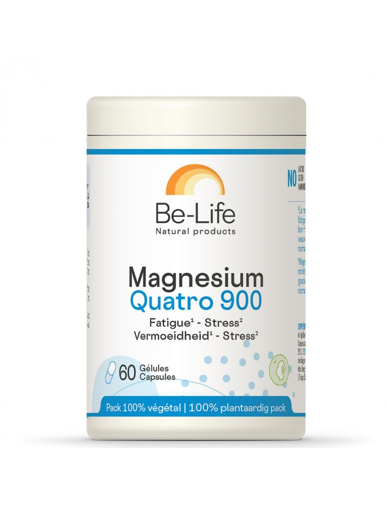 Image principale de la modale pour Magnésium Quatro 900 - Energie et Anti-fatigue 60 gélules - Be-Life