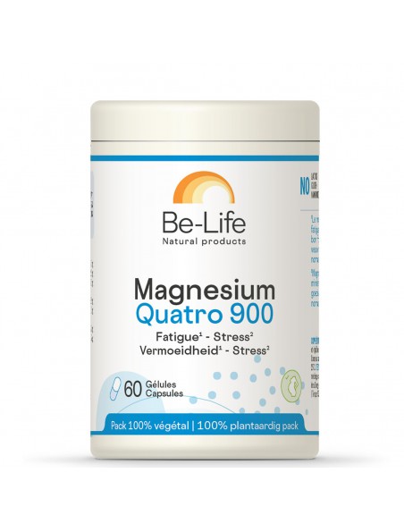 Magnésium Quatro 900 - Energie et Anti-fatigue 60 gélules - Be-Life