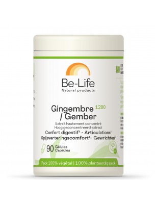 Image de Gingembre 1200 - Confort digestif 90 gélules - Be-life depuis Commandez les produits Be-Life à l'herboristerie Louis
