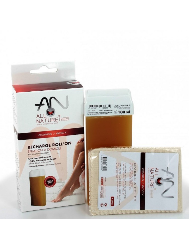 Image principale de la modale pour Kit Recharge Roll-on Epilation Bio - Roll-on de Cire et Bandes - Allo Nature