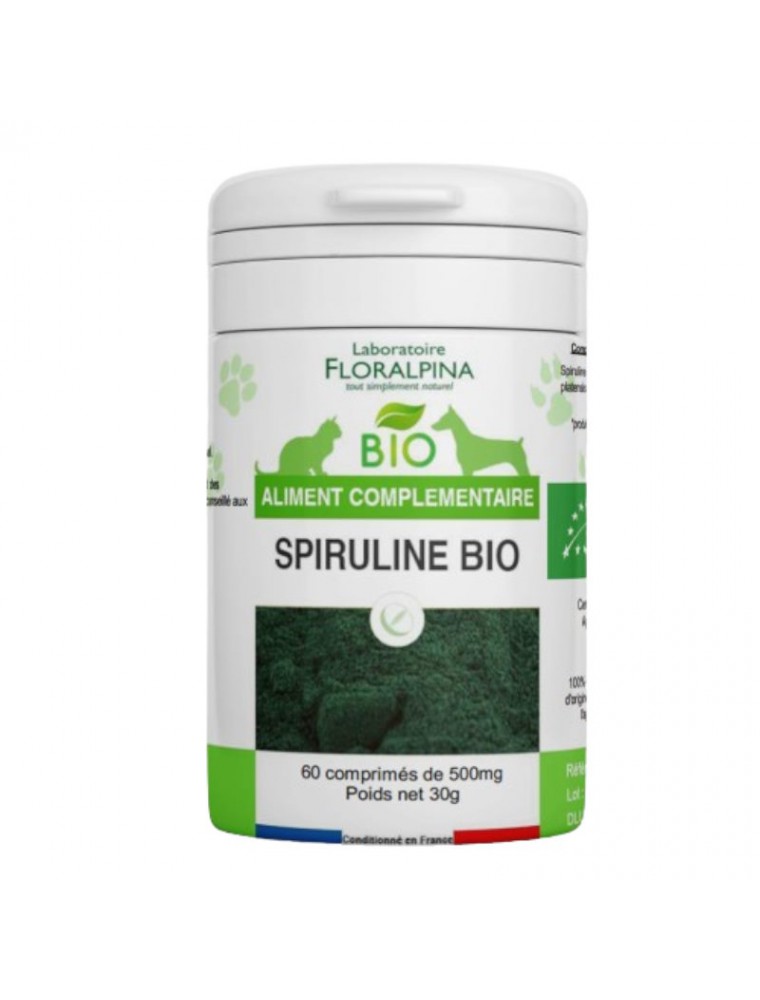 Image principale de la modale pour Spiruline Bio - Défenses naturelles des Chiens et Chats 60 comprimés - Floralpina