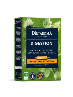 Image de C.I.P. Digestion Bio - Confort digestif 20 ampoules - Dietaroma via Artichaut Radis Noir Bio - Dietaroma