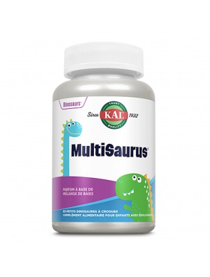 Image de Multisaurus - Vitamines pour Enfants 60 dinosaures à croquer - KAL via Bobos B. Baudoux - 74 p - Huiles essentielles