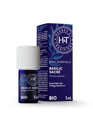 Image de Basilic Tulsi (Sacré) Bio - Huile essentielle d'Ocimum sanctum 5 ml - Herbes et Traditions depuis Aromathérapie : huiles essentielles unitaires pour votre bien-être