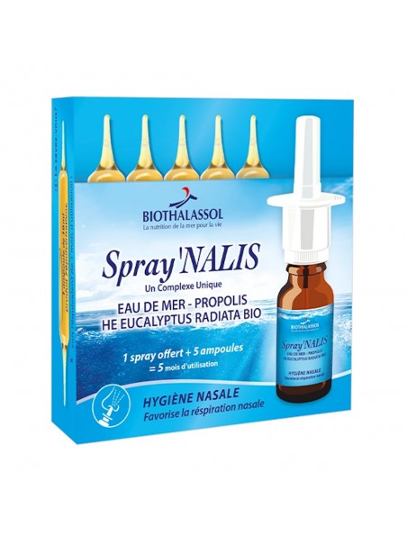 Image principale de Spray'Nalis - Hygiène Nasale Spray et 5 Ampoules - Biothalassol