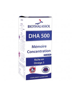 Image de DHA 500 - Mémoire et Concentration 30 capsules - Biothalassol depuis Résultats de recherche pour "Oméga 3 - Huile"