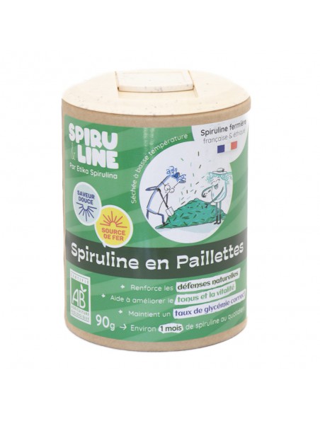 Image principale de Spiruline en Paillettes Bio - Immunité et Tonus 90 g - Etika Spirulina