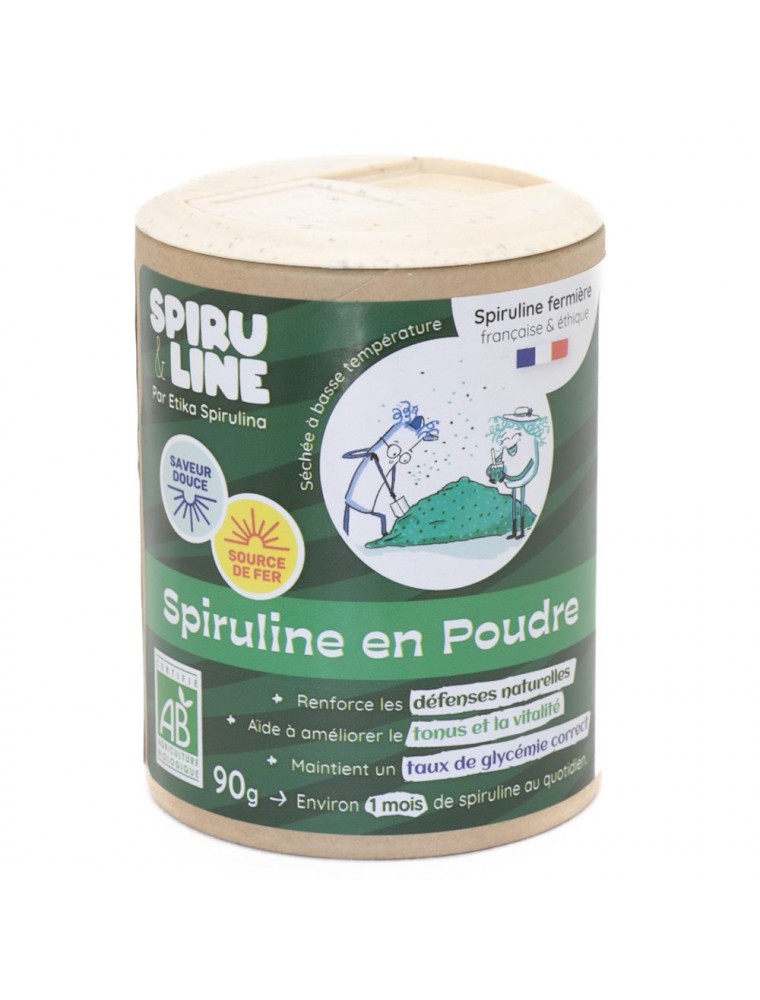 Image principale de la modale pour Spiruline en Poudre Bio - Immunité et Tonus 90 g - Etika Spirulina