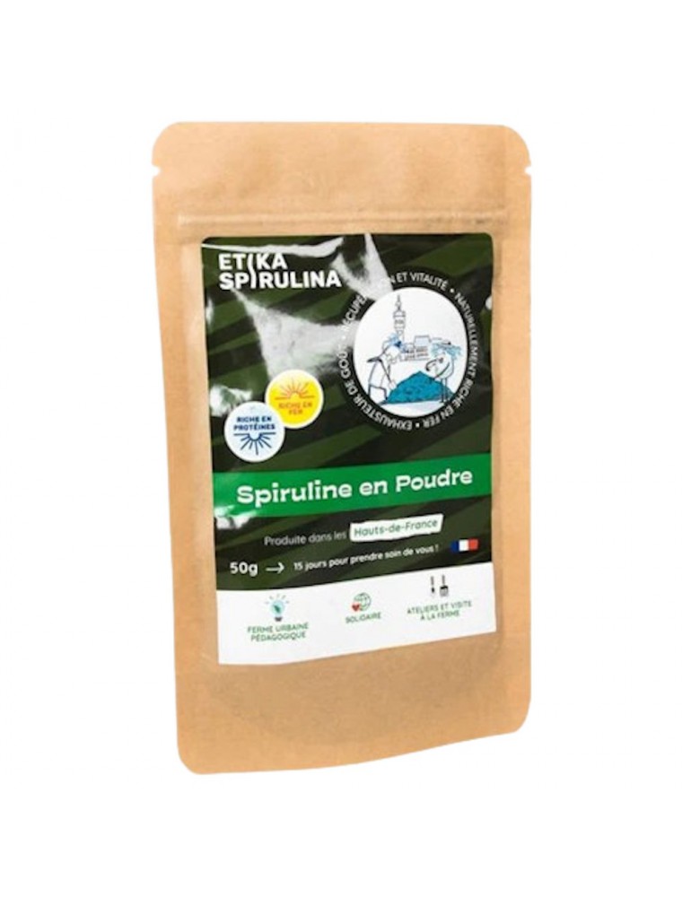 Image principale de la modale pour Spiruline en Poudre Bio - Immunité et Tonus 45 g - Etika Spirulina