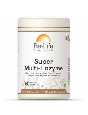 Image de Super Multi-enzyme - Enzymes et Acides aminés 60 gélules - Be-Life depuis Achetez des acides aminés de qualité supérieure