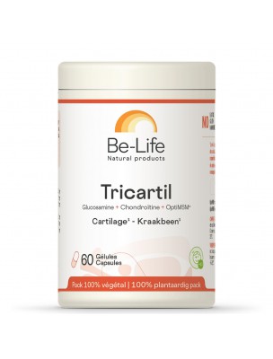 Image de Tricartil Glucosamine, Chondroïtine, MSM - Cartilage 60 gélules - Be-Life via Vitamine D3 Végétale 2000 UI - Dietaroma