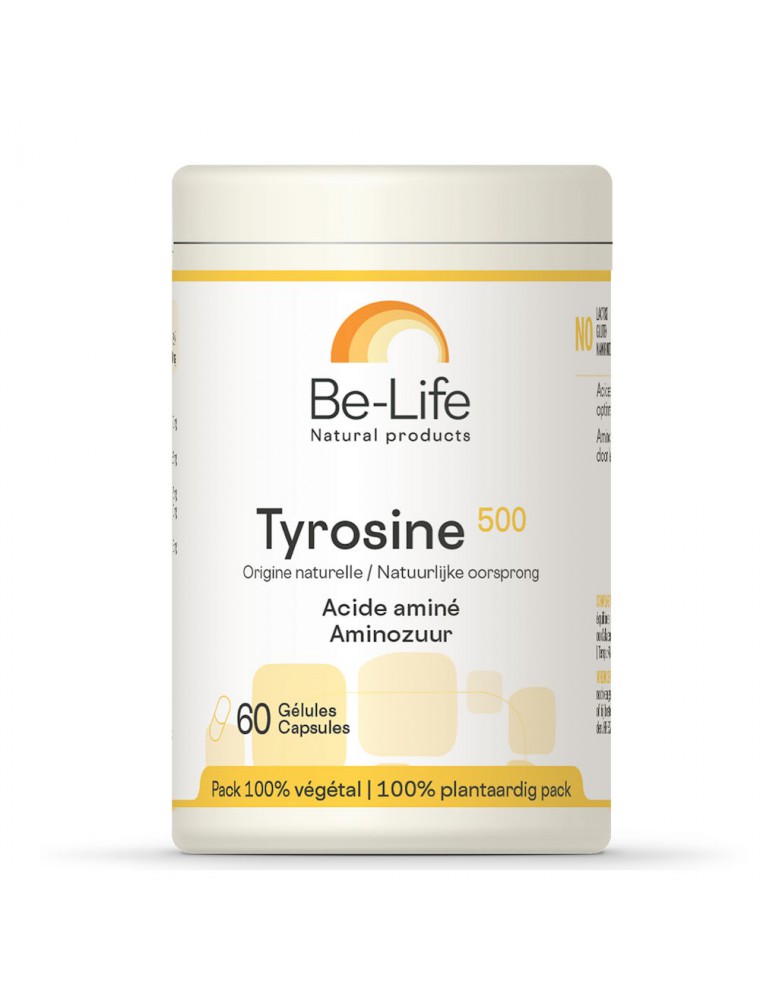 Image principale de la modale pour Tyrosine 500 mg - Stress et Vitalité Acide aminé essentiel 60 gélules - Be-Life