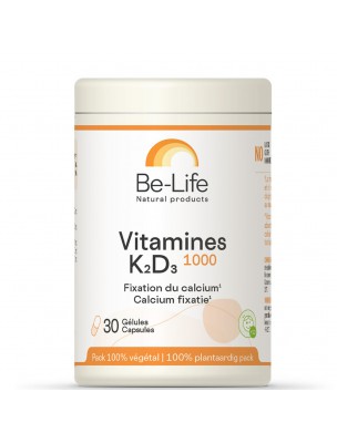 Image de Vitamines K2 et D3 1000 UI - Fixation du calcium 30 gélules - Be-Life via Achetez Calciolys Bio - Ostéoporose et Fracture 50ml - Herbiolys