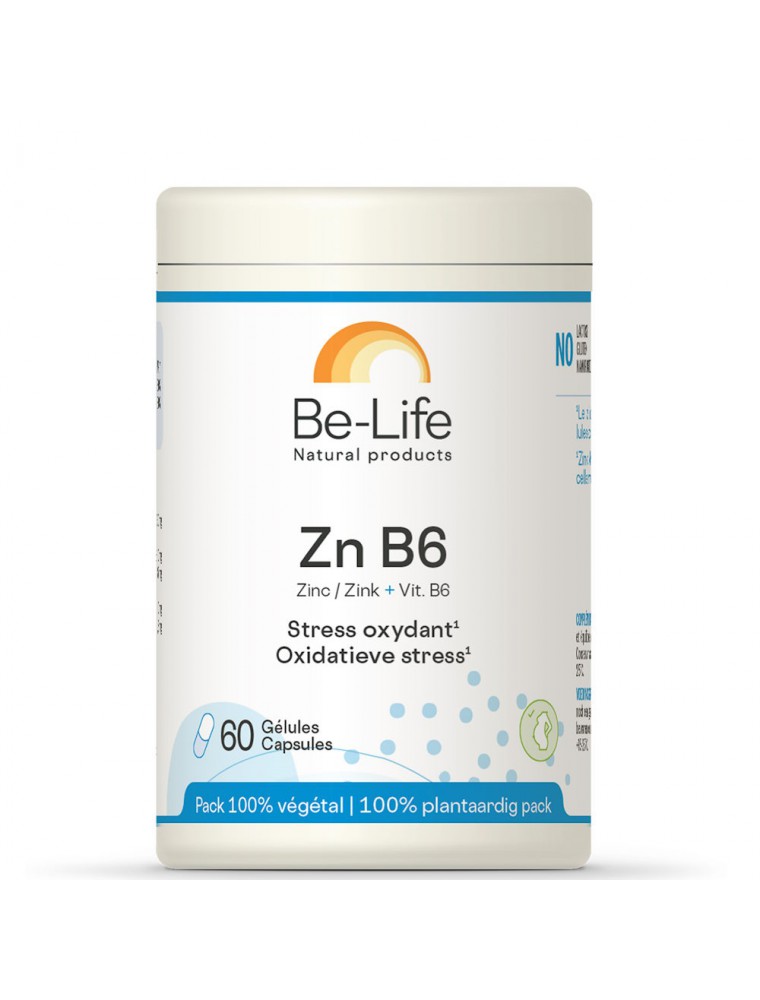 Image principale de la modale pour Zn B6 (Zinc et vitamine B6) -  Stress oxydatif et peau saine 60 gélules - Be-Life