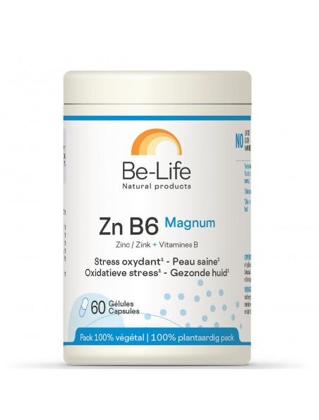 Image principale de Zn B6 (Zinc et vitamine B6) Magnum -  Stress oxydatif et peau saine 60 gélules - Be-Life