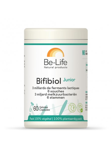 Image principale de Bifibiol Junior - Probiotiques 3 milliards de ferments lactiques 60 gélules - Be-Life