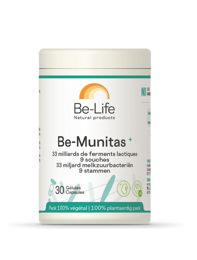Image principale de la modale pour Be-Munitas Plus - Probiotiques 33,3 milliards de ferments lactiques 30 gélules - Be-Life
