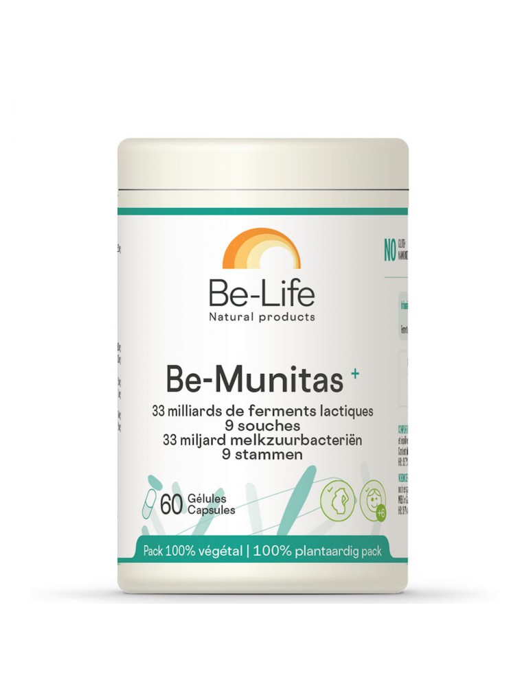 Image principale de la modale pour Be-Munitas Plus - Ferments 33,3 milliards de ferments lactiques 60 gélules - Be-Life