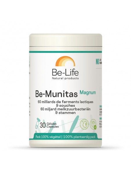 Achetez Be-Munitas Magnum - Probiotiques 60 milliards de ferments lactiques 30 gélules - Be-Life à l'herboristerie Louis Image principale de Be-Munitas Magnum - Probiotiques 60 milliards de ferments lactiques 30 gélules - Be-Life