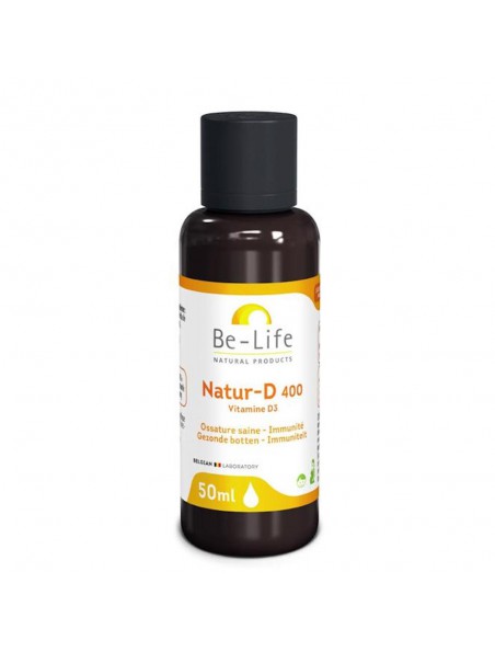 Natur-D en gouttes (Vitamine D3 Naturelle) - Ossature saine et Immunité 50 ml - Be-Life