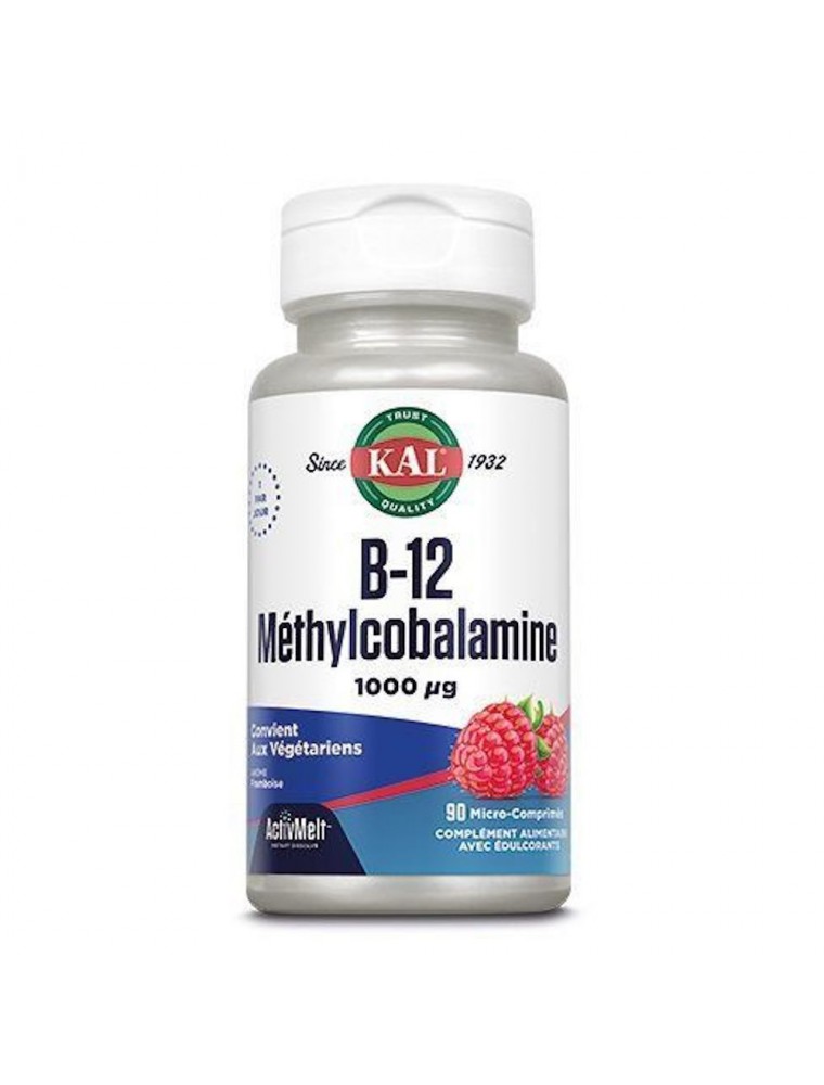 Image principale de la modale pour Vitamine B12 - Méthylcobalamine 1000 ug 90 micro-comprimés - KAL