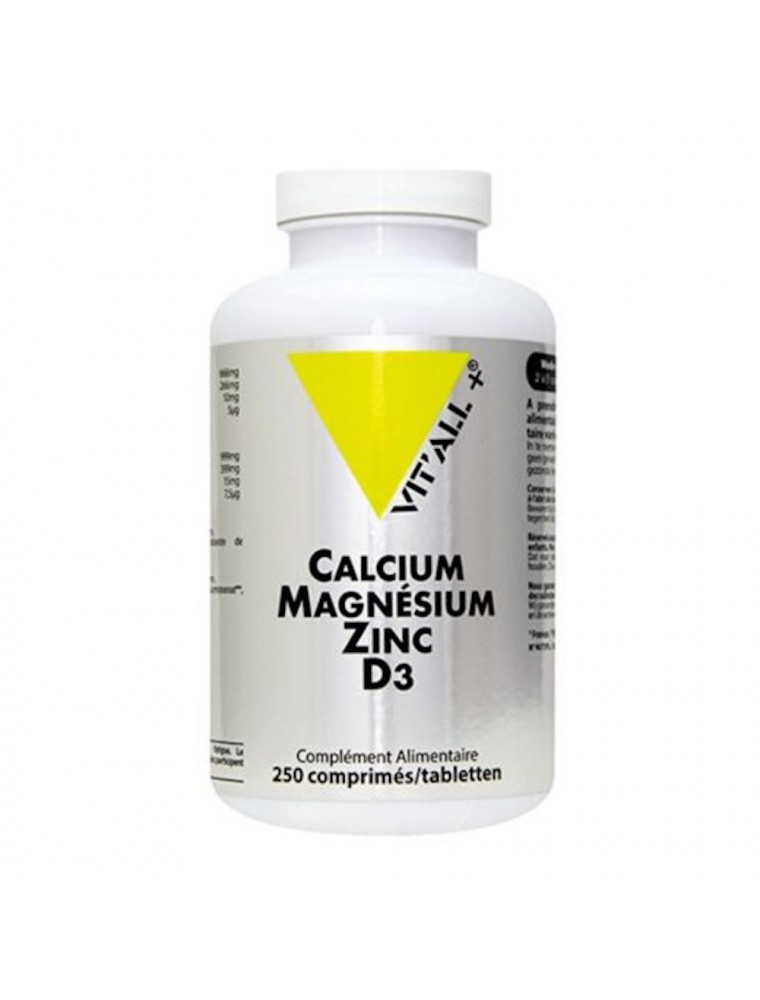 Image principale de la modale pour Calcium Magnésium Zinc D3 - Ossature Saine 250 comprimés - Vit'all+