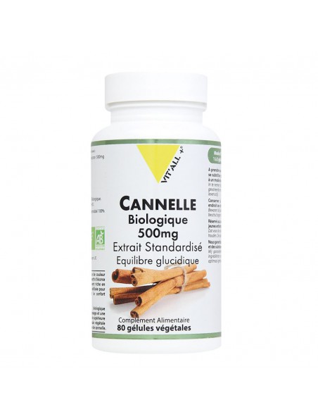 Image principale de Cannelle 500mg Bio - Digestion 80 gélules végétales - Vit'all+