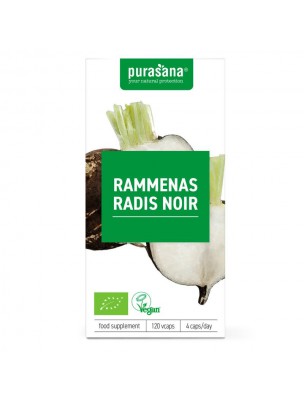 Image de Radis noir Bio - Digestion 120 capsules - Purasana via Pissenlit Bio - Feuille 100g - Tisane Taraxacum dens leonis