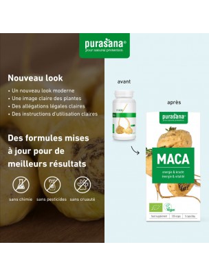 Image 69840 supplémentaire pour Maca Bio - Tonique 120 capsules - Purasana