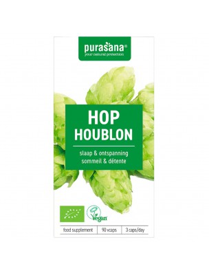 Image de Houblon Bio - Relaxation et Sommeil 90 capsules - Purasana via Herbalgem - Framboisier bourgeon Bio pour troubles féminins