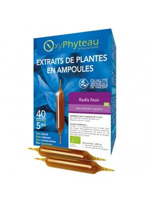 Image de Radis Noir Bio - Détox 40 ampoules - Oxyphyteau via Détox Bio - Elimination et Minceur 40 ampoules - Oxyphyteau