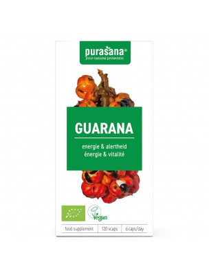 Image de Guarana Bio - Tonique et Minceur 120 capsules - Purasana via Testoman - Maintenez votre taux de Testostérone - LaboPhyto