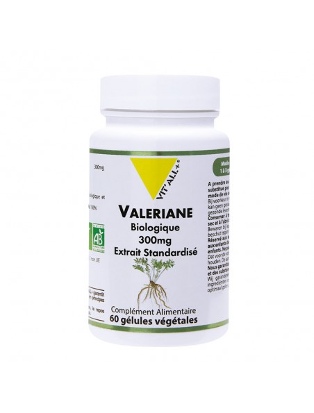 Achetez Valériane 300mg Bio - Relaxation 60 gélules végétales - Vit'all+ à l'herboristerie Louis Image principale de Valériane 300mg Bio - Relaxation 60 gélules végétales - Vit'all+