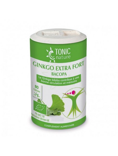 Image principale de Ginkgo Extra Fort et Bacopa Bio - Circulation et Mémoire 80 gélules - Tonic Nature