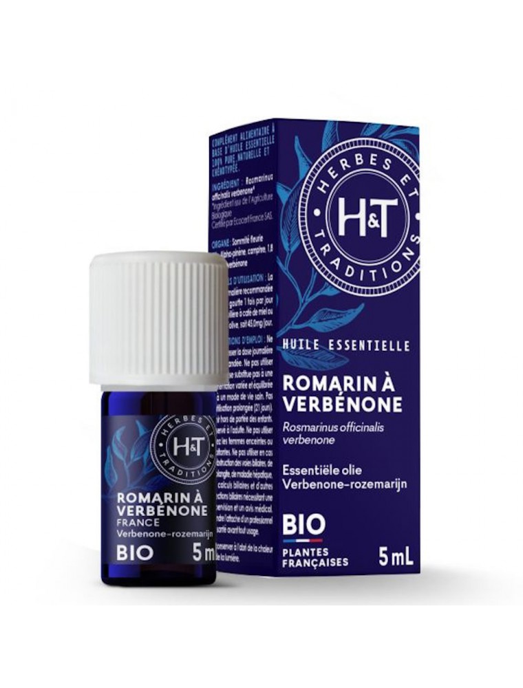 Image principale de la modale pour Romarin à verbénone Bio - Huile essentielle Rosmarinus officinalis verbenone 5 ml - Herbes et Traditions