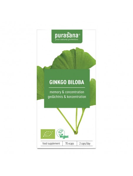 Image principale de Ginkgo Bio - Circulation et Mémoire 70 capsules - Purasana