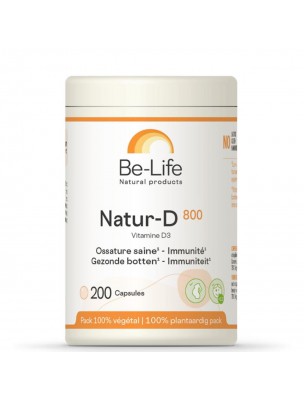 Image de Natur-D 800 UI (Vitamine D Naturelle) - Immunité et Ossature 200 gélules - Be-Life depuis PrestaBlog