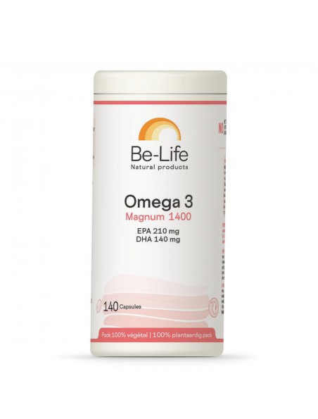 Achetez Oméga 3 Magnum 1400 - Cœur et Cerveau 140 capsules - Be-Life à l'herboristerie Louis Image principale de Oméga 3 Magnum 1400 - Cœur et Cerveau 140 capsules - Be-Life