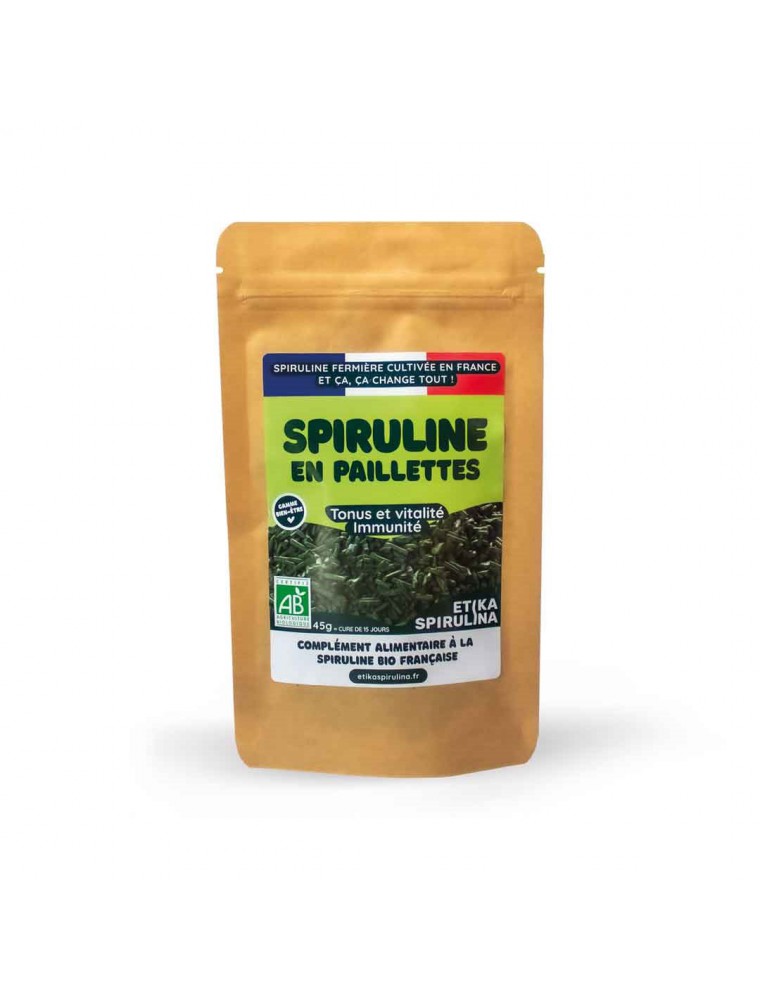 Image principale de la modale pour Spiruline en Paillettes Bio - Immunité et Tonus 45 g - Etika Spirulina