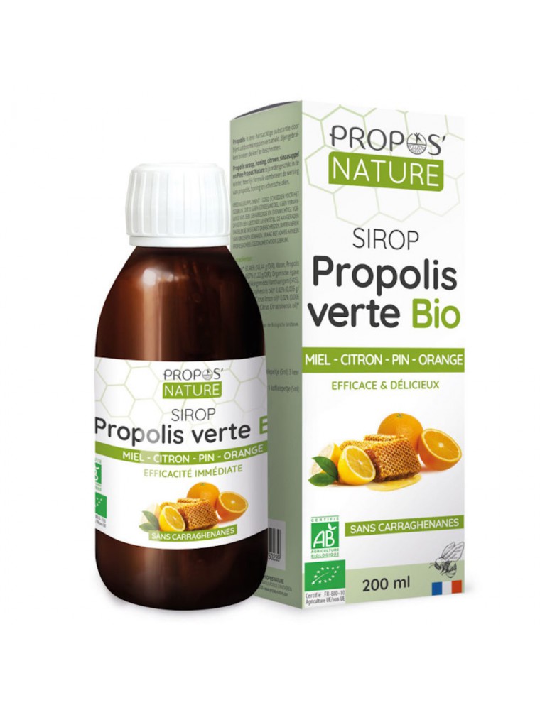 Image principale de la modale pour Sirop Propolis verte Bio - Défenses et Voies respiratoires 200 ml - Propos Nature