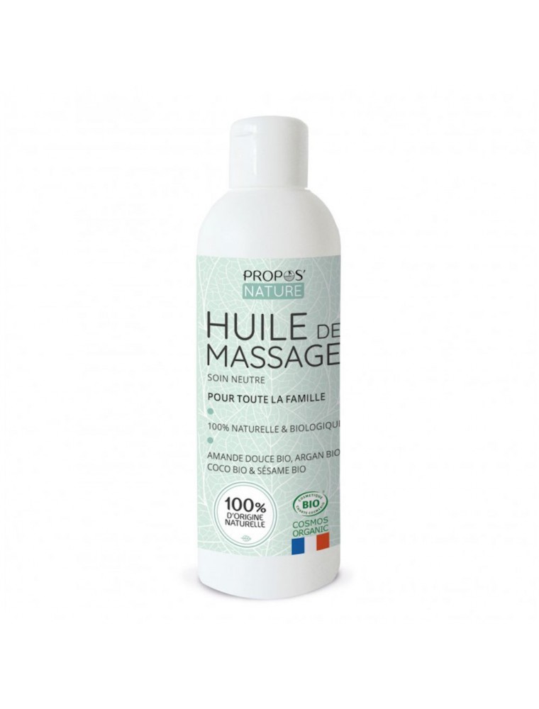 Image principale de la modale pour Huile de Soin Bio - Massage neutre 200 ml - Propos Nature