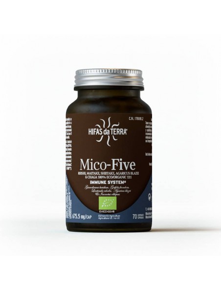 Achetez Mico-Five Bio - Immunité et Tonus 70 capsules - Hifas Da Terra à l'herboristerie Louis Image principale de Mico-Five Bio - Immunité et Tonus 70 capsules - Hifas Da Terra