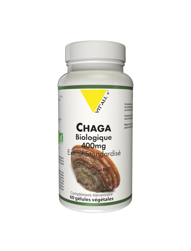 Image principale de la modale pour Chaga 400mg Bio - Immunité 60 gélules végétales - Vit'all+
